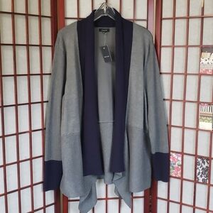 Verve Ami nwt open cardigan gray textured and navy blue rayon blend 24